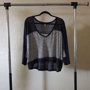 Joie Navy Stripe Linen Top